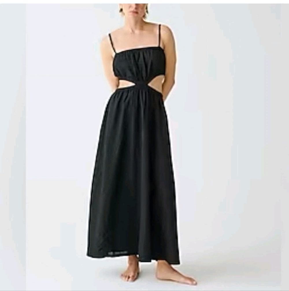 J Crew Side Cutout Dress Linen Cotton Blend XS NWT BV747